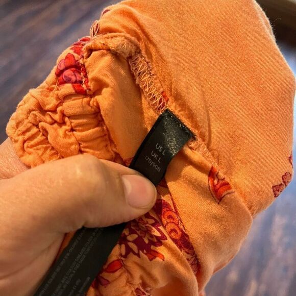 Anthropologie Orange lounge pants pajama pants Size L flowy - Picture 4 of 6
